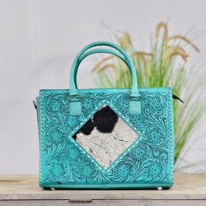 Wholesale Factory Direct Vintage Genuine Leather Shoulder Handbag Women Natural Cowhide Square <b>ZIP</b> Closure Wristlet <b>Wallet</b> Set - Product Image 3
