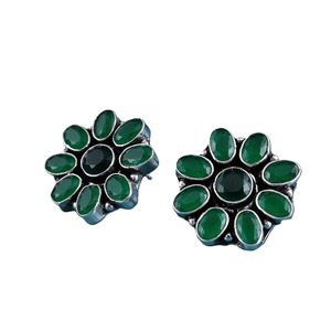 Pendientes de latón con bisel de ónix de gran venta al por mayor |   Pendientes Étnicos Tribales Florales |   Regalo Boho Hecho a Mano - Product Image 1