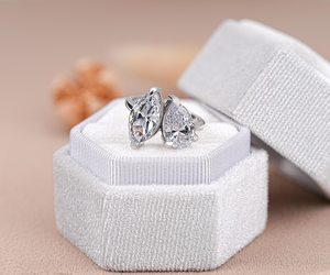 IGI Certified Lab Diamond Ring Toi Et Moi Ring Vintage Engagement Ring 14K Solid Yellow Gold Ring Marquise Pear Two Stone Ring - Product Image 4