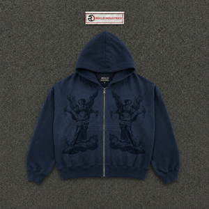 เสื้อฮู้ดลายกราฟิก Navy Angel สไตล์วินเทจ โอเวอร์ไซส์ สตรีทแวร์ ลายปีกสวรรค์ ผ้าวอช ทรงพูลโอเวอร์ เนื้อผ้าหนา แฟชั่น unisex เสื้อสเวตเตอร์ - Product Image 5