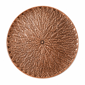 Wholesale Embossed Leaf Round Copper Coaster Set Antique Metal Drink Coasters Heat Resistant Textured Metal <b>Cup</b> <b>Mat</b> for Hotel - Product Image 1