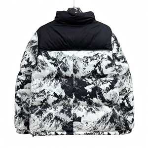 Whiteaura International Puffer Jacket <b>Abstract</b> Print Full Zip Warm Waterproof Breathable <b>Canvas</b> Winter Outerwear Regular Fit - Product Image 3