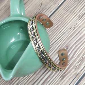 Pulsera de Cobre Hecha a Mano al por Mayor, Chapada en Oro, Estilo Vintage, Unisex, Ajustable - Product Image 6