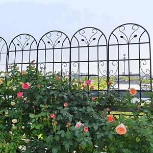 Set di 4 tralicci da giardino in metallo antiruggine neri da 220 cm x 50 cm per piante rampicanti, supporto per fiori da esterno - Product Image 6