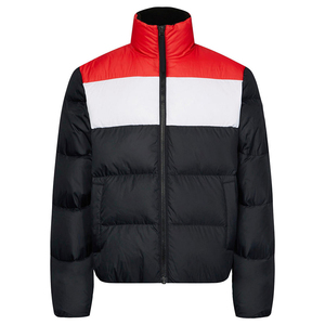 Fabricant de vestes d'hiver matelassées personnalisées pour hommes, veste d'extérieur chaude à col montant et blocs de couleur, doudoune décontractée épaisse, OEM - Product Image 1