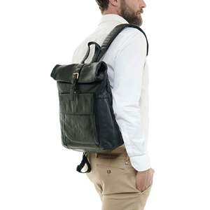 Outdoor Genuine Leather Laptop <b>Backpack</b> for Men Premium Customizable Logo Zipper Large Capacity Office School Travel Briefcase - Product Image 2