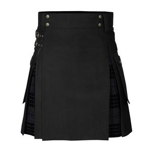 Falda escocesa de lana de tartán negro elegante con patrones de cuadros clásicos a medida para una elegancia atemporal y versatilidad moderna - Product Image 1