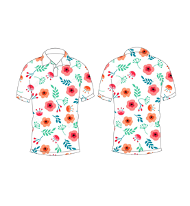 เสื้อโปโลผู้ชายพิมพ์ลายดอกไม้สีขาวลายดอกไม้สีพีชคอรัลแขนสั้นลำลองแฟชั่นฤดูร้อน - Product Image 3
