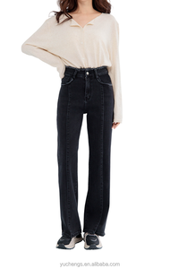 En Stock, Jeans de Mezclilla de Verano para Mujer, Estilo Bohemio, Cintura Alta, Corte Recto, Transpirables, Casuales, de Alta Calidad - Product Image 4