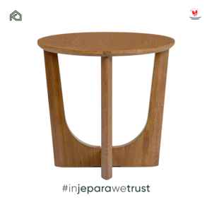 Table d'appoint ronde en teck massif moderne, table d'appoint sculpturale en bois pour salon, hôtel, villa, meubles - Product Image 2