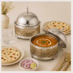 Olla Caliente de Acero Inoxidable con Caligrafía Árabe Moderna y Tapa de Cúpula Martillada para Hostelería y Banquetes de Boda - Product Image 4