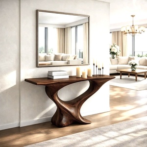Table console en bois faite à la main, table console de luxe, design en bois courbé artistique pour l'entrée d'hôtel, le couloir, le salon, la décoration de la maison - Product Image 5