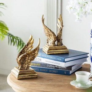 Antique design cast aluminum swan wings bookend set bronze finish decorative metal book holder vintage luxury desk organizer - Product Image 2