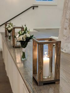 <b>Set</b> Of 3 White Customized Handmade Wooden Candle <b>Lantern</b> With Rope Candle Holder For Event & Home Decor - Product Image 3