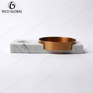 ถาดตกแต่งหินอ่อนริโก้ โกลบอล รูปทรงวงรี ชุบทอง ดีไซน์มินิมอล ชิ้นเดียว - Product Image 4