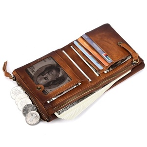 Cartera corta de cuero Vintage para hombre, monedero pequeño de moda, monedero suave RFID MBF-0810 - Product Image 5