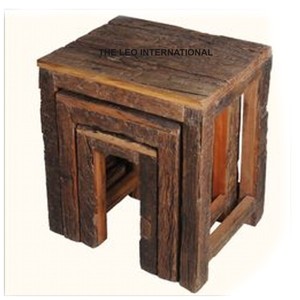 Furniture Industrial Furniture Sleeper Wood with Iron Chrome Finished <b>Leg</b> Console <b>Table</b> Hallway <b>Table</b> - Product Image 3