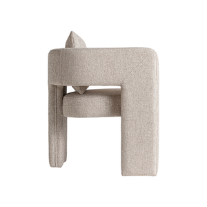 Sillón Contemporáneo de Teca, Sillón Tapizado con Brazos Curvos, Asiento Cómodo con Cojín de Soporte, para Hogar, Oficina, Hotel - Product Image 2
