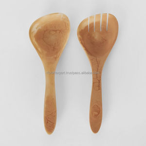 Juego de 2 tenedores de ensalada de resina negra, cuchara para servir comida, Spork para ocasiones de boda, vajilla elegante, utensilios de cocina - Product Image 2