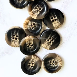 Luxury Buffalo Horn <b>Buttons</b> with Natural White Shade Polished Agate from India <b>Black</b> Animal and Nautical Style - Product Image 6