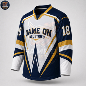 With Private Lable Sublimation Team Sportswear Breathable High Performance New Design Premium Navy Gold Ice Hockey Uniform Sets - Product Image 5