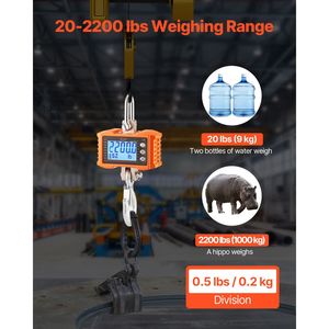 Bilancia Digitale per Gru 2200 Lbs/1000 kg, Industriale, per Carichi Pesanti, con Telecomando, Cassa in Alluminio Pressofuso, Schermo LCD - Product Image 2