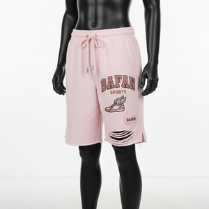 Shorts cortavientos para mujer, tela de nailon premium, color rosa sólido, ajuste casual, logotipo bordado en chenilla, shorts personalizados para mujer - Product Image 4