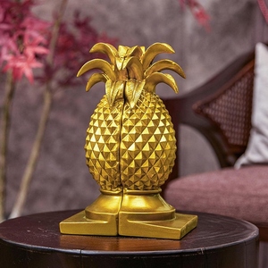 Luxury design Gold Pineapple Bookend Set Metal Decorative Book Holder Modern Desk Organizer Home Office <b>Shelf</b> Decor Custom Size - Product Image 3