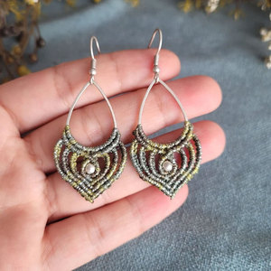Pendientes colgantes geométricos con cuentas para mujer, estilo bohemio, joyería colgante de aleación con perlas - Product Image 2