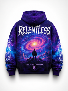 Sudadera con Capucha Personalizada OEM ODM con Estampado Cósmico Negro y Morado, Sudadera Oversize de Estilo Urbano - Product Image 2