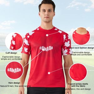 Camiseta de Fútbol de Canadá para Hombre, Manga Corta, Cuello Redondo, Estampado Sublimado, Poliéster que Absorbe la Humedad, Corte Atlético, Ropa Deportiva para Adultos - Product Image 6