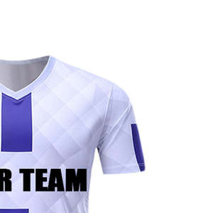 Conjunto de Camiseta de Fútbol Personalizada para Hombre, Blanca, con Cuello en V, Nombre del Equipo Sublimado, Absorbe la Humedad, Manga Corta, Corte Regular para Adultos, 100% - Product Image 6