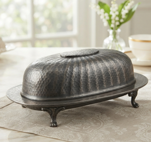 Hammered Design Tabletop Dinnerware Metal Butter Dish <b>Cast</b> <b>Iron</b> Butter Dish Metal Butter Dish Home Kitchen - Product Image 1