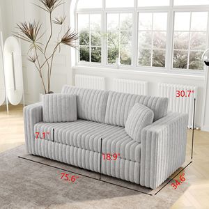 Divano Modulare in Morbido Peluche a Forma di Coniglio da 192 cm, per 2 Persone, Altamente Confortevole con Design Distintivo per Camera da Letto e Soggiorno - Product Image 3