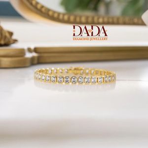 Minimalist Emerald Shape Diamond <b>Bracelet</b> Featuring Lab Grown Diamonds Luxury Women's Jewelry Bridal Accessory - Product Image 1