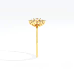 Anillo de Compromiso RITZIN con Halo Floral y Diamante de Laboratorio de Corte Redondo, Oro Rosa Sólido de 10K, Estilo Elegante - Product Image 5