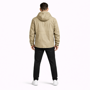 Chaqueta cortavientos con cremallera de un cuarto, bloques de color, media capucha, informal para exteriores, personalizada, de nailon, con cordón, estilo oversize, streetwear, para hombre - Product Image 2