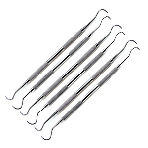 Kit de spatules de nettoyage dentaire, instruments dentaires manuels, outils chirurgicaux en acier avec étui en cuir - Product Image 3