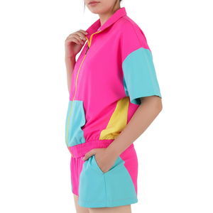 Ensemble coupe-vent et short à manches courtes pour femme, léger, pour l'été, avec veste à fermeture éclair - Product Image 2