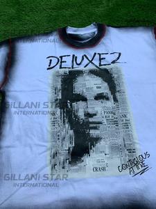 Deluxez Printed O-Neck Short Sleeve T-Shirt Men's Street Style Cotton Jersey Regular Fit Contrast Trim Front Logo <b>Design</b> - Product Image 5