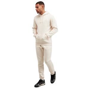 ชุดวอร์มสีครีมแบบ unisex เสื้อฮู้ดมีกระเป๋าข้าง กางเกงขายาวเอวยางยืด สไตล์ลำลอง ใส่ได้ในฤดูใบไม้ร่วง - Product Image 1