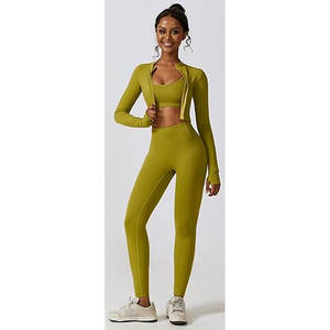 Conjuntos Deportivos Completos para Mujer, Sujetadores Deportivos con Tirantes, Leggings de Cintura Alta, Top Corto y Chaqueta, Ropa Deportiva Perfecta para Fitness - Product Image 4
