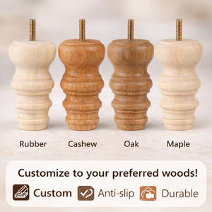 Pied de meuble robuste en bois massif tourné traditionnel pour canapé, lit, table, avec installation facile, fabricant OEM Binh Duong - Product Image 3