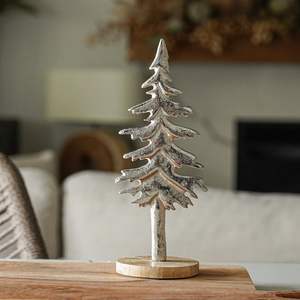 Centro de Mesa Navideño de Aluminio y Madera con Diseño Moderno, Elegante Presentación para el Banquete de Diciembre con Detalles en Latón Antiguo - Product Image 3