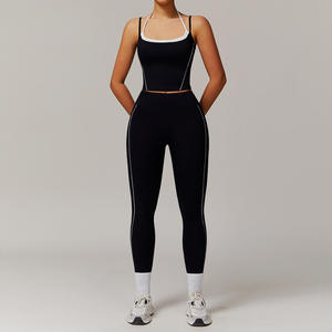 Nouvel ensemble de yoga 2026 pour femme, séchage rapide, taille haute, grandes tailles, avec étiquette, soutien-gorge, pantalon évasé, leggings, short, couleur contrastante - Product Image 3