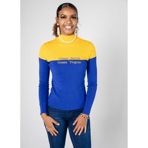 Pull Col Roulé Color Block SGRHO en Maille Premium, Manches Longues, Style Décontracté, Chaud et Tendance pour Femme - Product Image 1