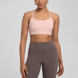 Sujetador deportivo personalizado al por mayor para mujer, con cuello redondo y espalda en Y, para entrenamiento, fitness, gimnasio y yoga, con almohadillas extraíbles - Product Image 1