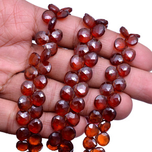 AAA+ Hessonite Garnet 8mm-9mm Heart Briolette Faceted <b>Beads</b> Rare Hessonite Garnet Semiprecious Gemstone <b>Beads</b> For Jewelry Making - Product Image 3