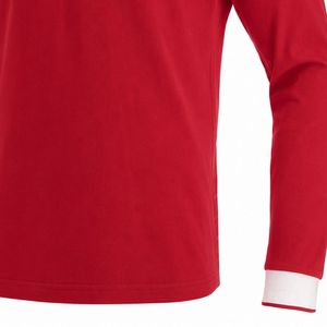 <b>Red</b> Rib Rugby Jersey Long Sleeve Polo Style Team Shirt Sports Uniform Athletic Wear Match Training Apparel Outdoor Game Clothing - Product Image 6