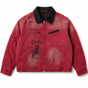 Veste Detroit vintage personnalisée, effet usé, en toile de coton épaisse, vêtement de travail, fabrication OEM, marque privée - Product Image 1